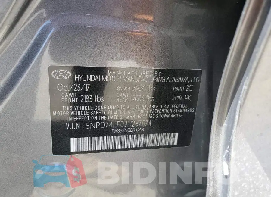 5NPD74LF0JH287574 Photo# 12