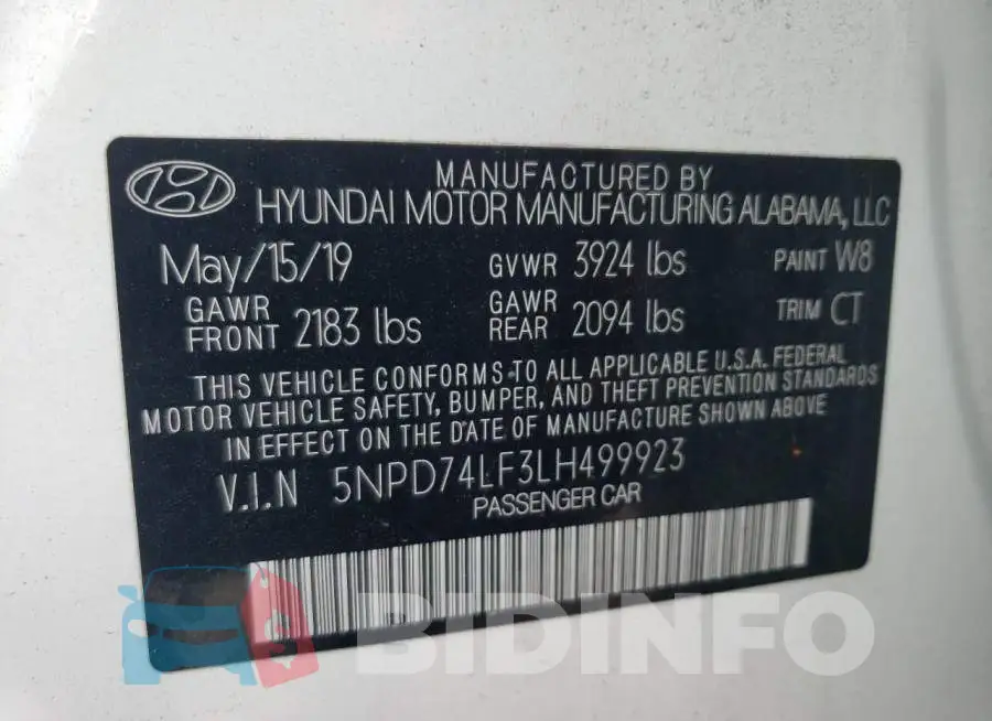 5NPD74LF3LH499923 Photo# 12