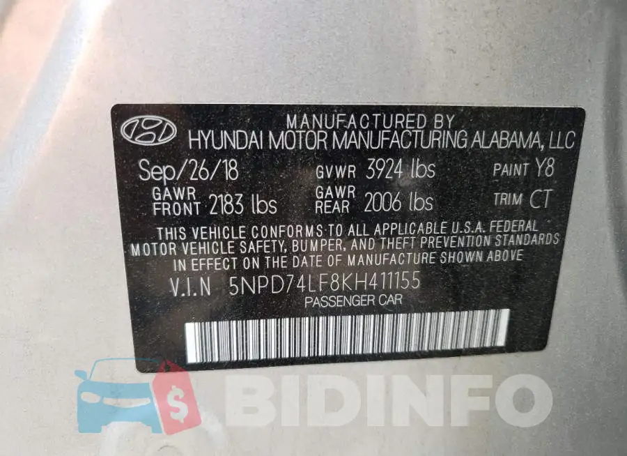 5NPD74LF8KH411155 Photo# 12