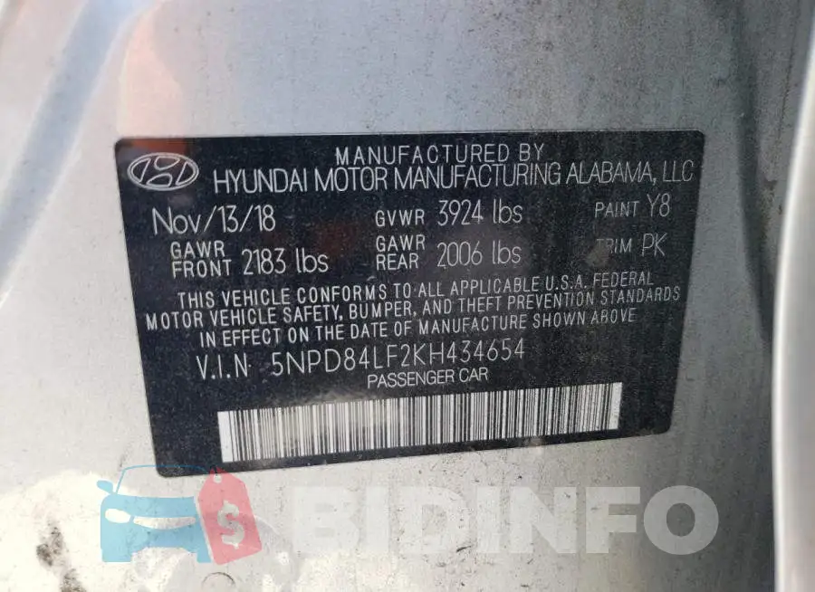 5NPD84LF2KH434654 Photo# 14