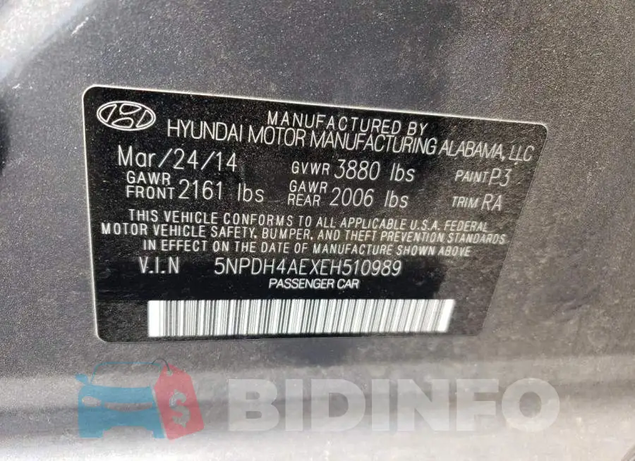5NPDH4AEXEH510989 Photo# 12