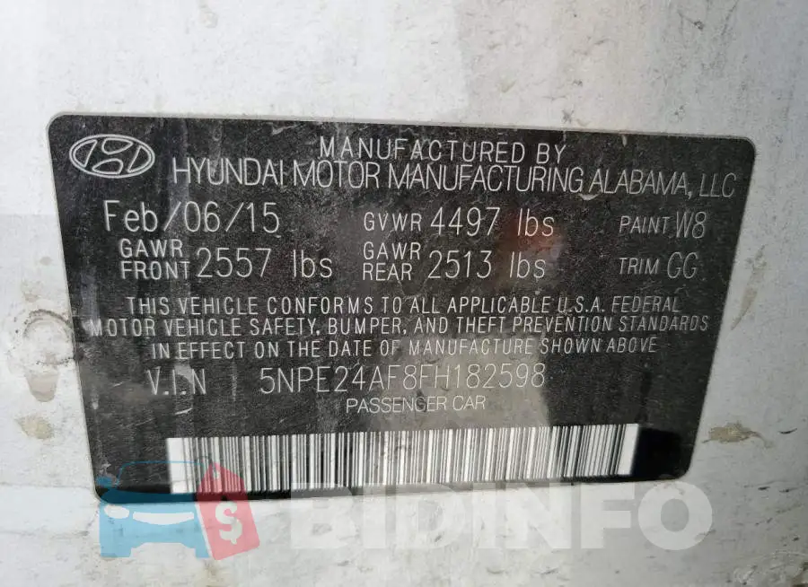 5NPE24AF8FH182598 Photo# 12