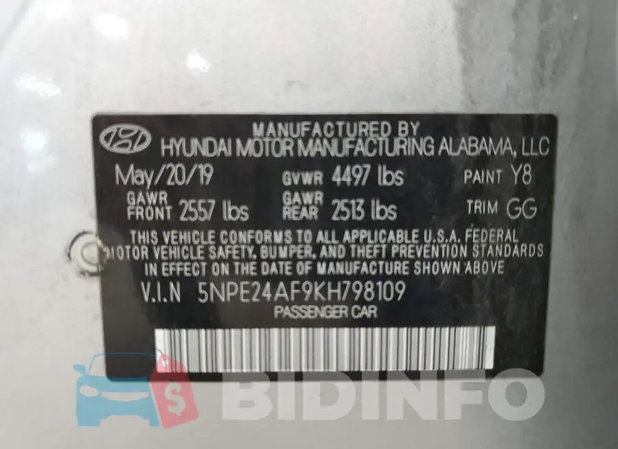 5NPE24AF9KH798109 Photo# 12