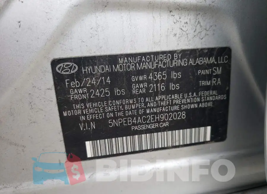 5NPEB4AC2EH902028 Photo# 12