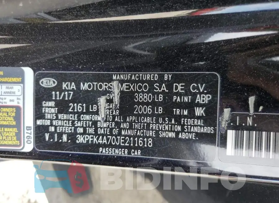 3KPFK4A70JE211618 Photo# 12