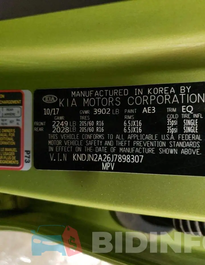 KNDJN2A26J7898307 Photo# 12