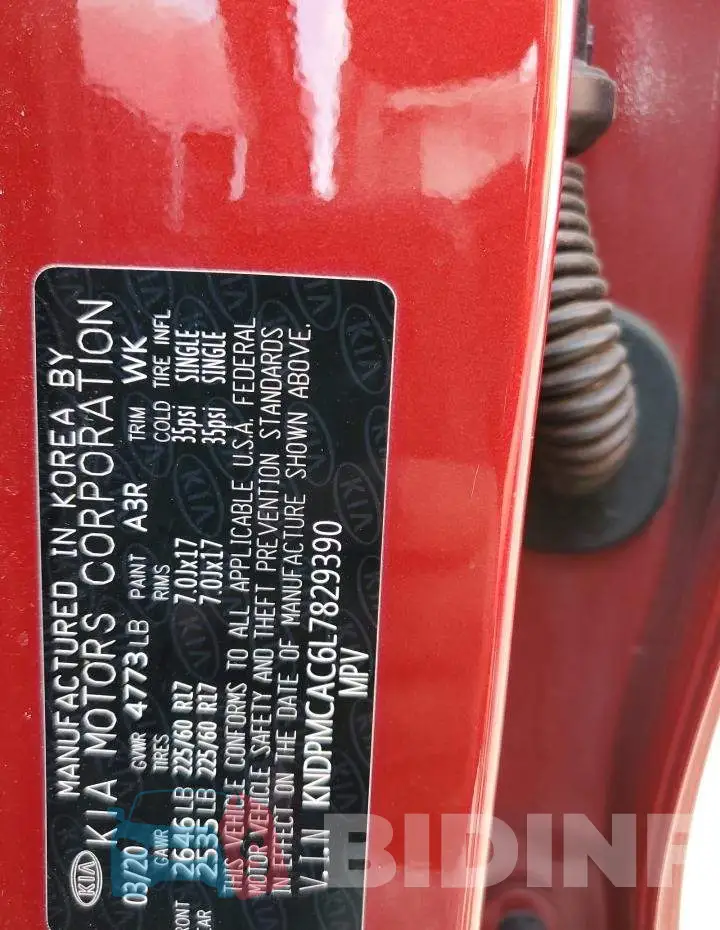 KNDPMCAC6L7829390 Photo# 12