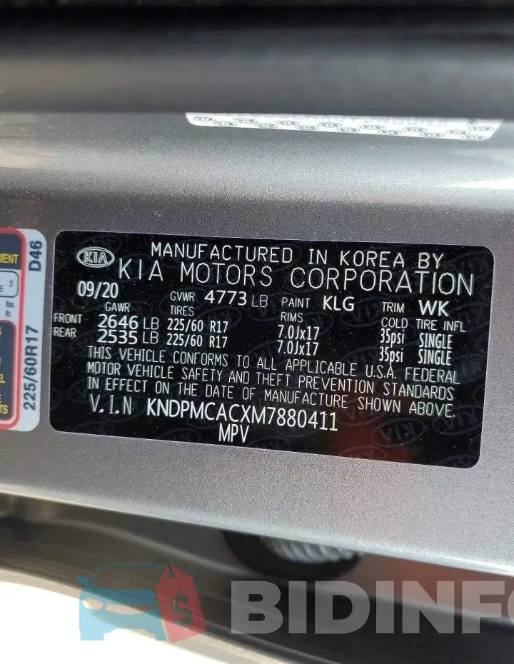 KNDPMCACXM7880411 Photo# 13