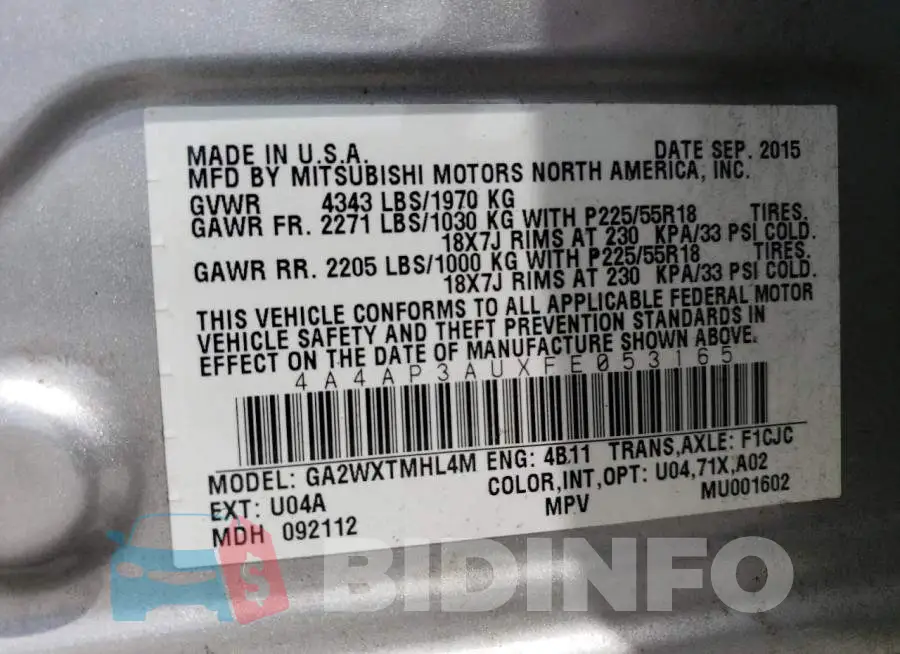 4A4AP3AUXFE053165 Photo# 12