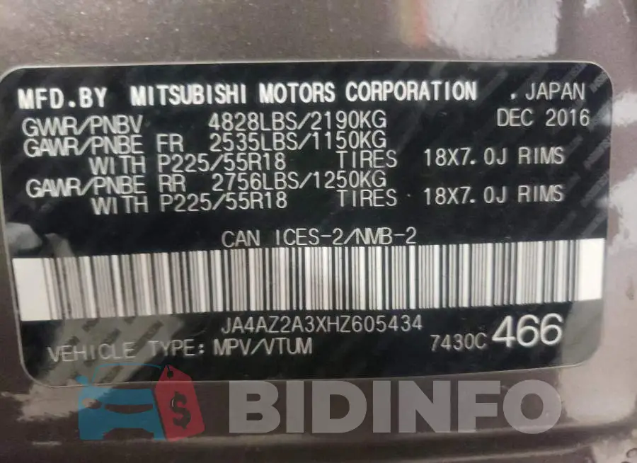 JA4AZ2A3XHZ605434 Photo# 13