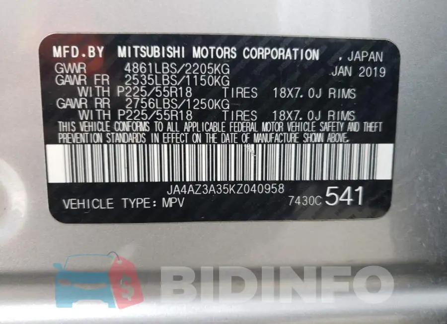 JA4AZ3A35KZ040958 Photo# 14