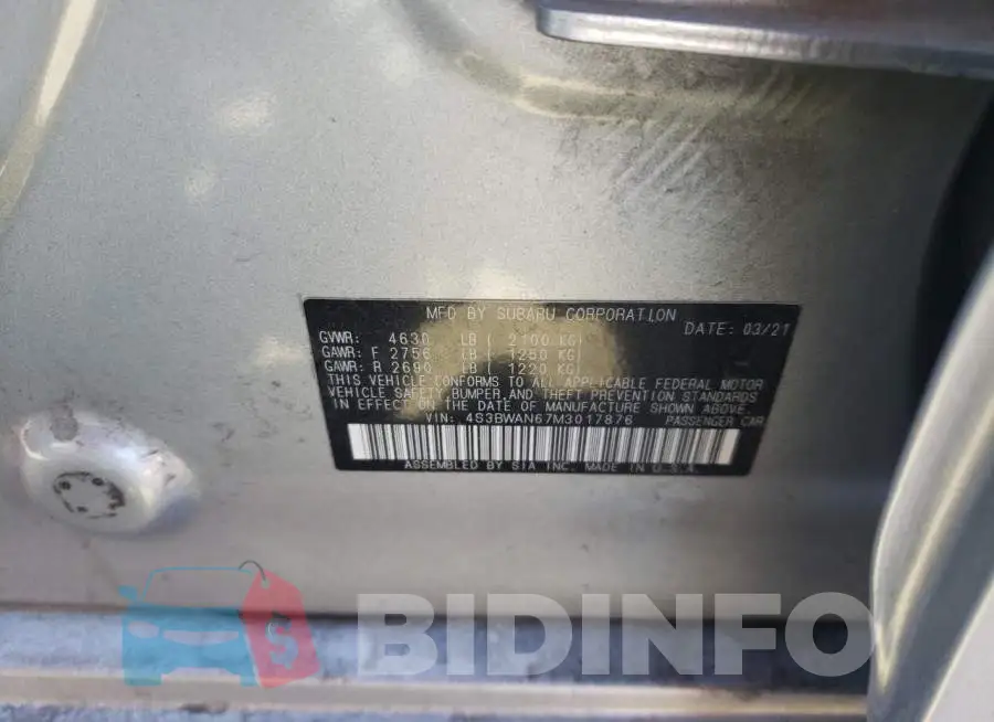 4S3BWAN67M3017876 Photo# 12