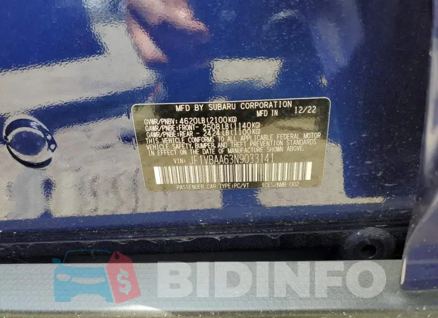 JF1VBAA63N9033141 Photo# 12