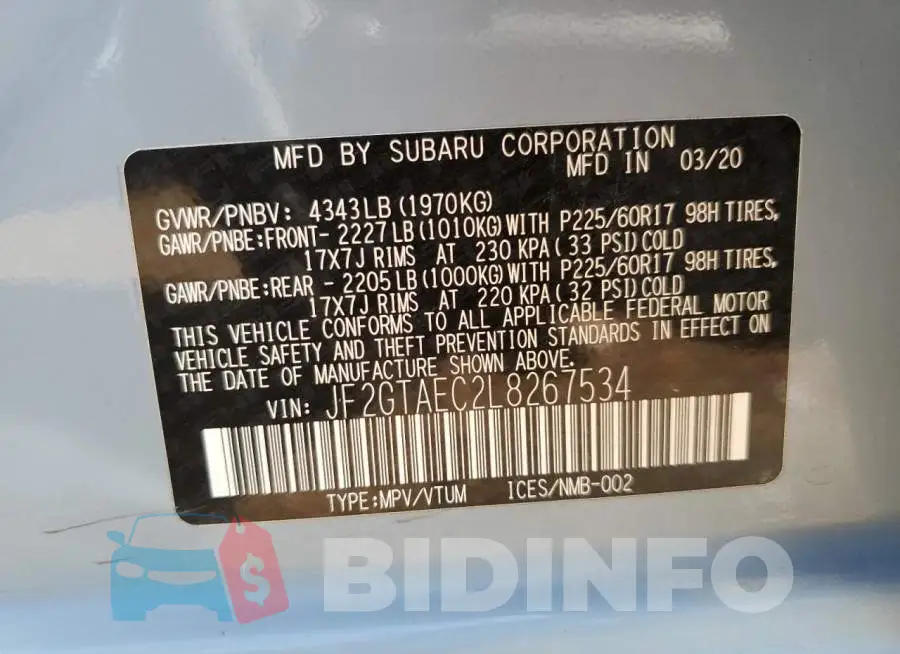 JF2GTAEC2L8267534 Photo# 12