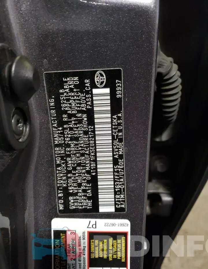 4T1BF1FK5EU821712 Photo# 12