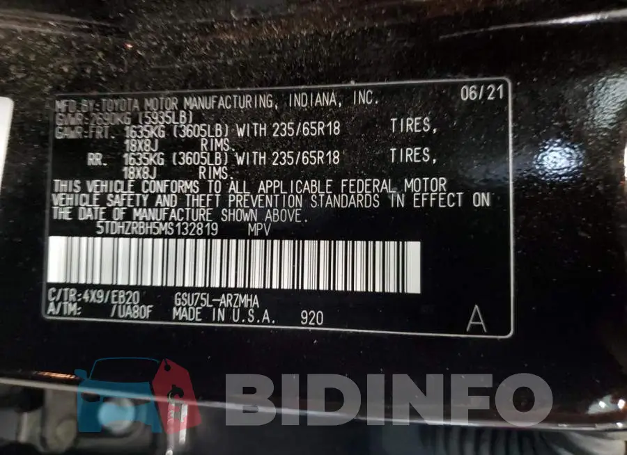 5TDHZRBH5MS132819 Photo# 13