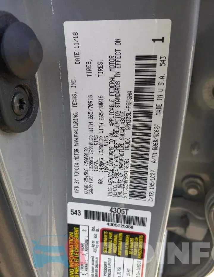 5TFCZ5AN9KX176761 Photo# 13