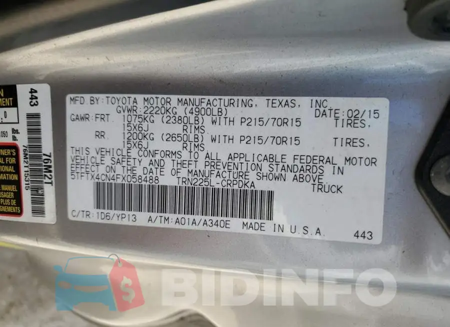 5TFTX4CN4FX058488 Photo# 12