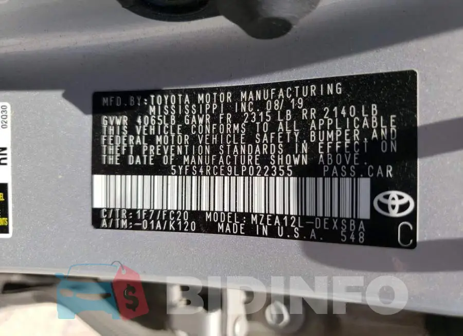 5YFS4RCE9LP022355 Photo# 12