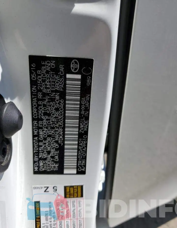 JTDKARFU5G3020466 Photo# 12