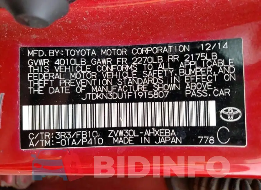 JTDKN3DU1F1915807 Photo# 13