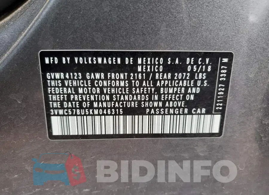 3VWC57BU5KM046315 Photo# 12