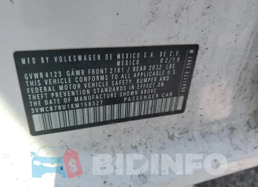 3VWCB7BU1KM158327 Photo# 12