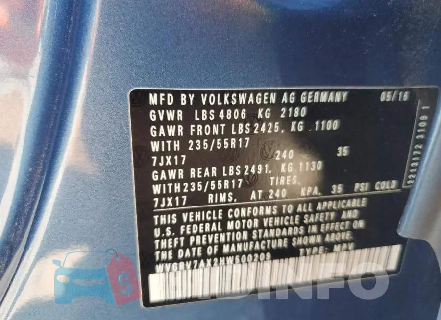 WVGRV7AX2HW500209 Photo# 13