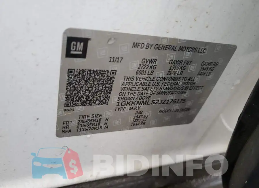 1GKKNMLS2JZ176175 Photo# 13