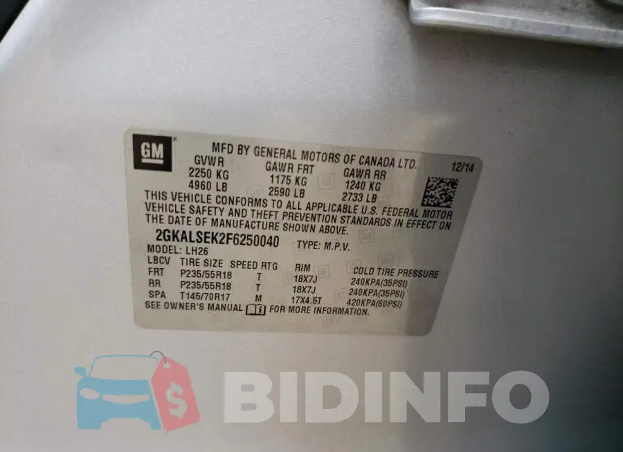 2GKALSEK2F6250040 Photo# 13