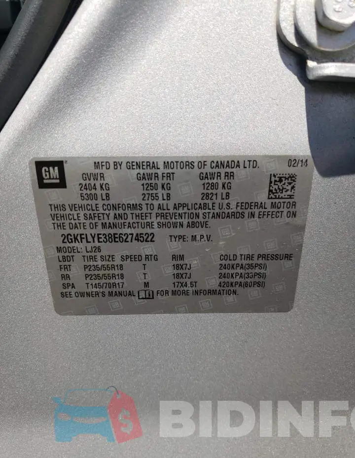 2GKFLYE38E6274522 Photo# 13