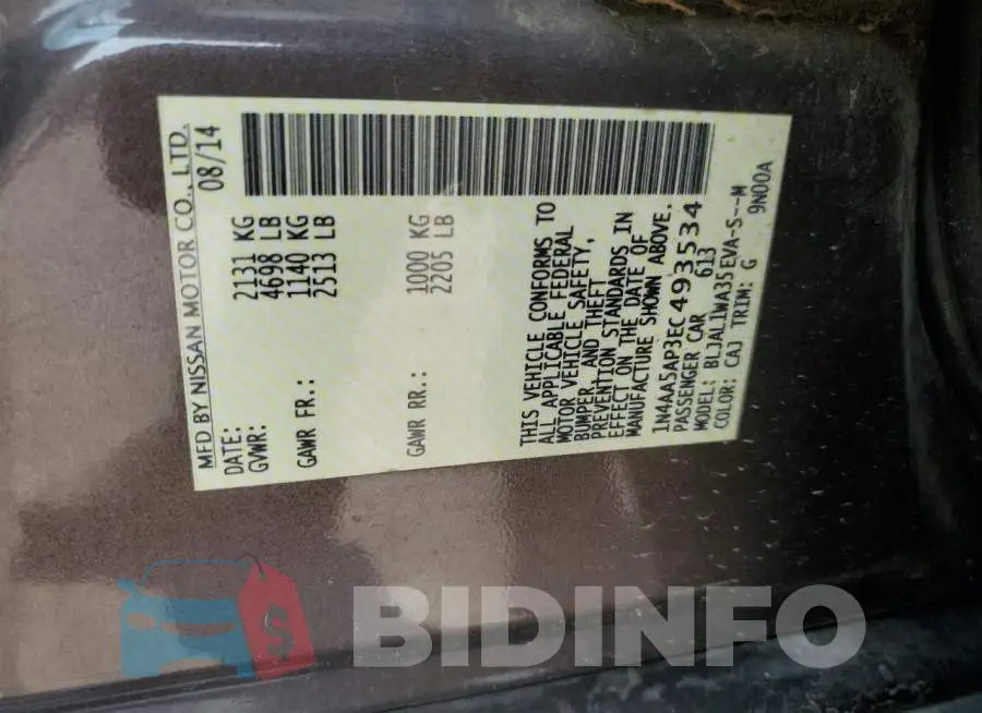 1N4AA5AP3EC493534 Photo# 12
