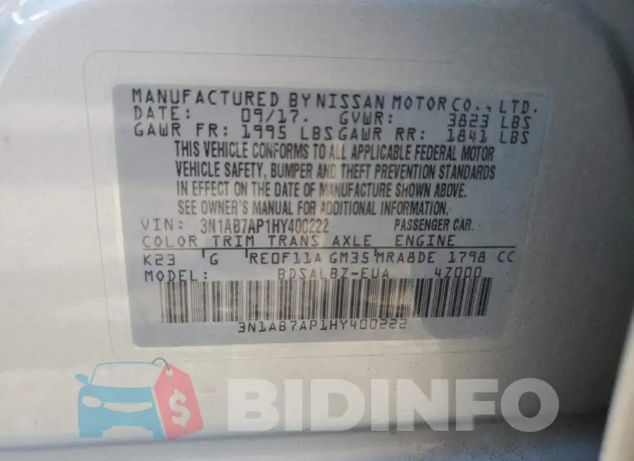 3N1AB7AP1HY400222 Photo# 12