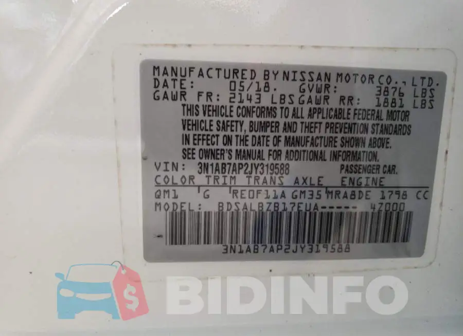 3N1AB7AP2JY319588 Photo# 12
