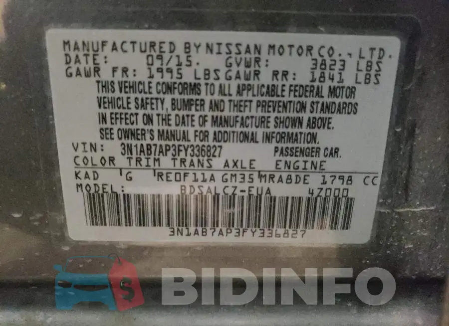 3N1AB7AP3FY336827 Photo# 12