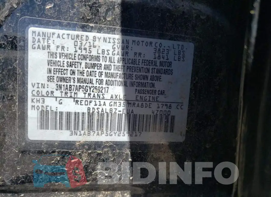 3N1AB7AP5GY259217 Photo# 12