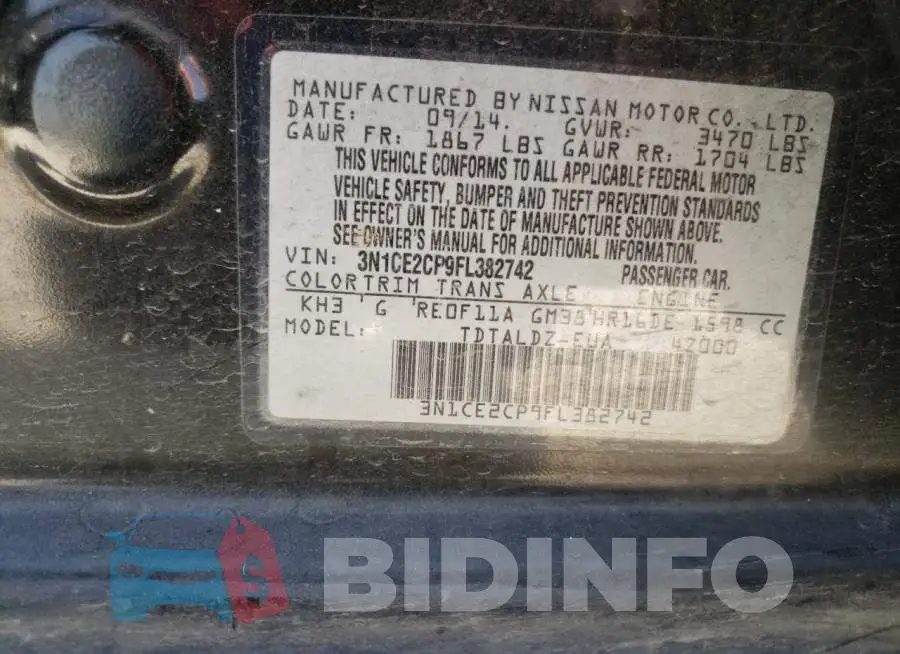 3N1CE2CP9FL382742 Photo# 12