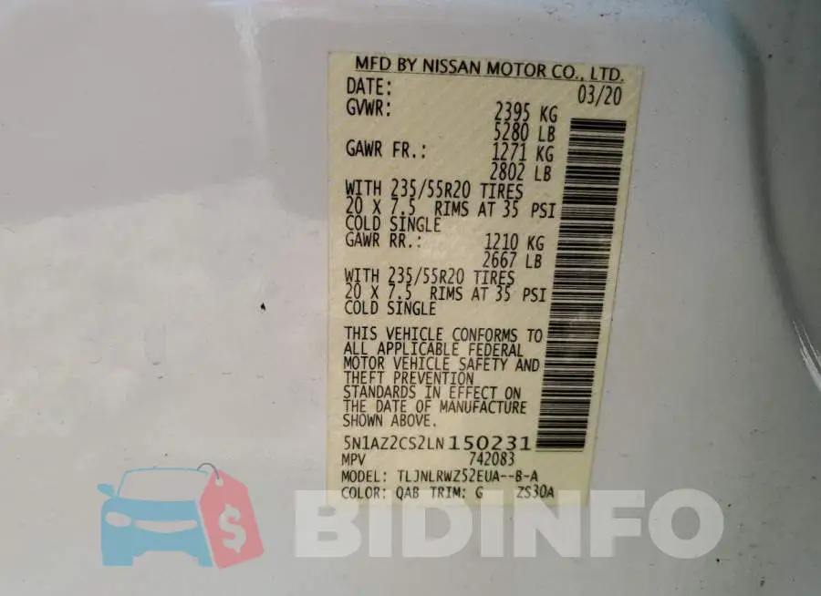 5N1AZ2CS2LN150231 Photo# 14