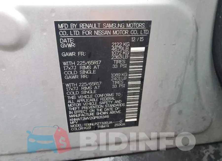 KNMAT2MV2GP631346 Photo# 13