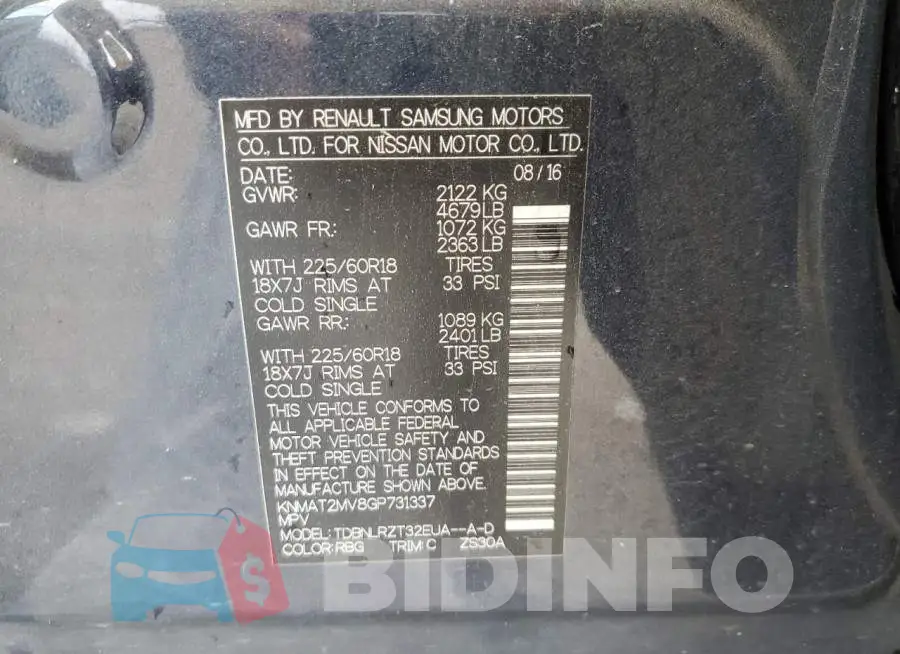 KNMAT2MV8GP731337 Photo# 13
