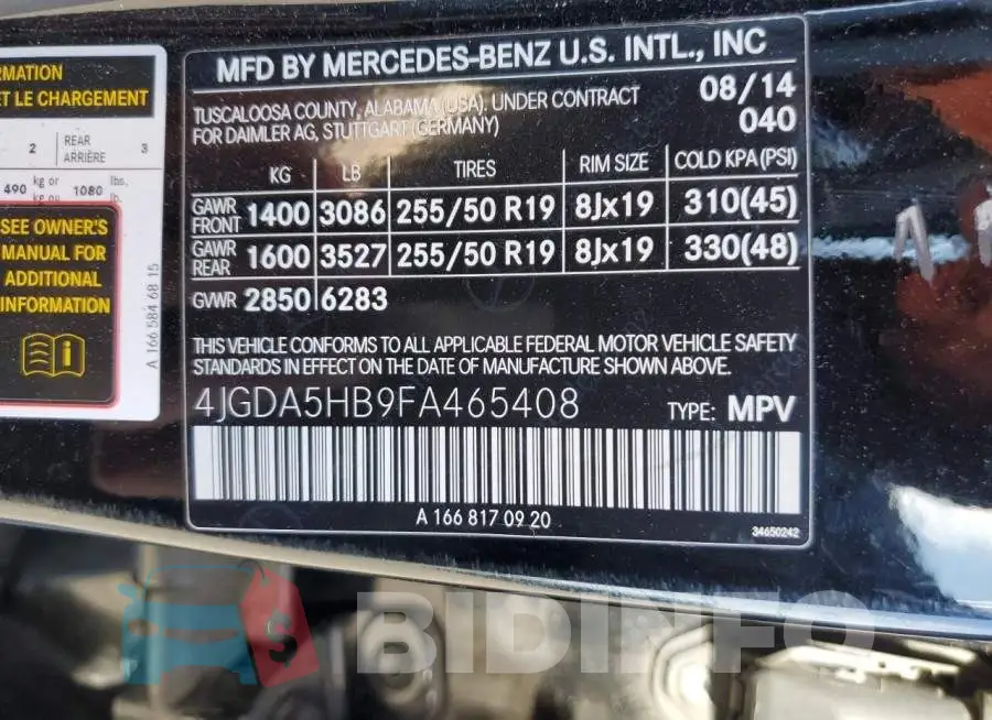4JGDA5HB9FA465408 Photo# 14