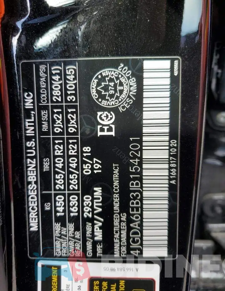 4JGDA6EB3JB154201 Photo# 14