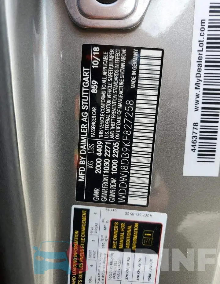 WDDWJ8DB9KF827258 Photo# 12
