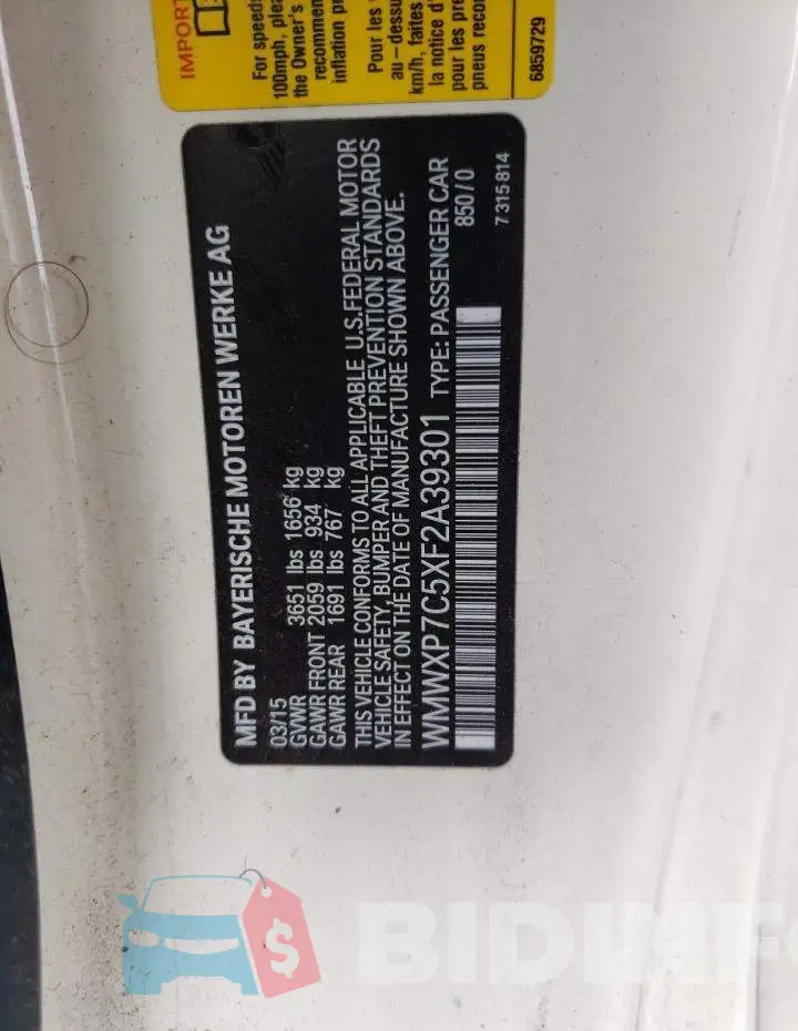 WMWXP7C5XF2A39301 Photo# 12
