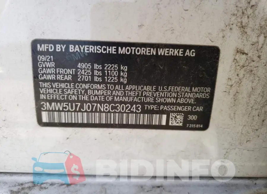 3MW5U7J07N8C30243 Photo# 12