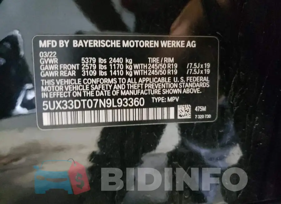5UX33DT07N9L93360 Photo# 13