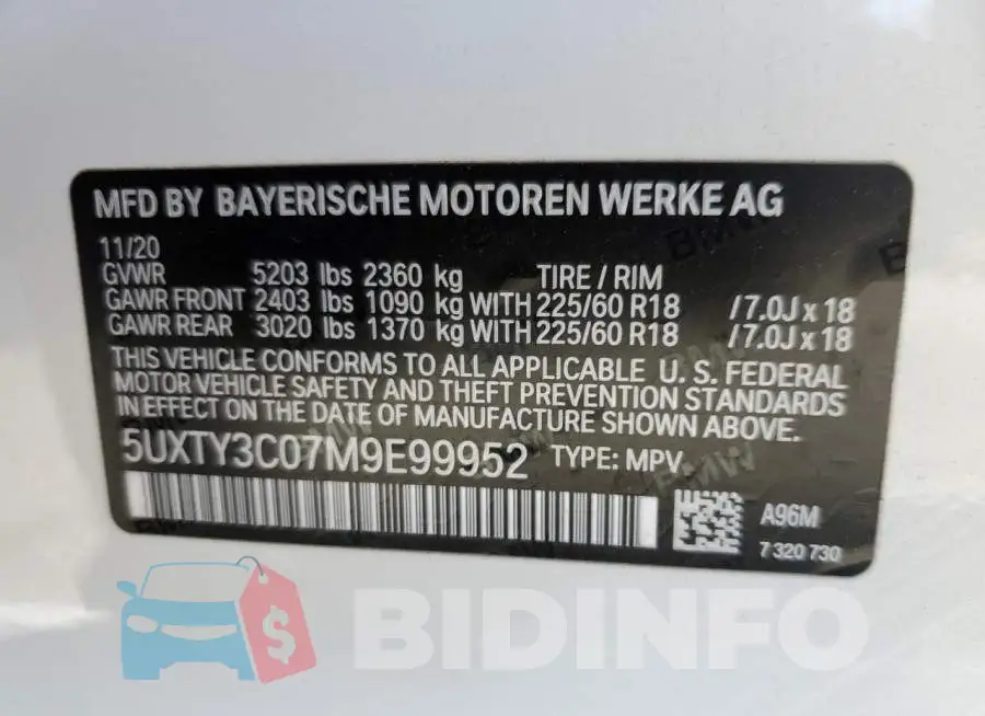 5UXTY3C07M9E99952 Photo# 13