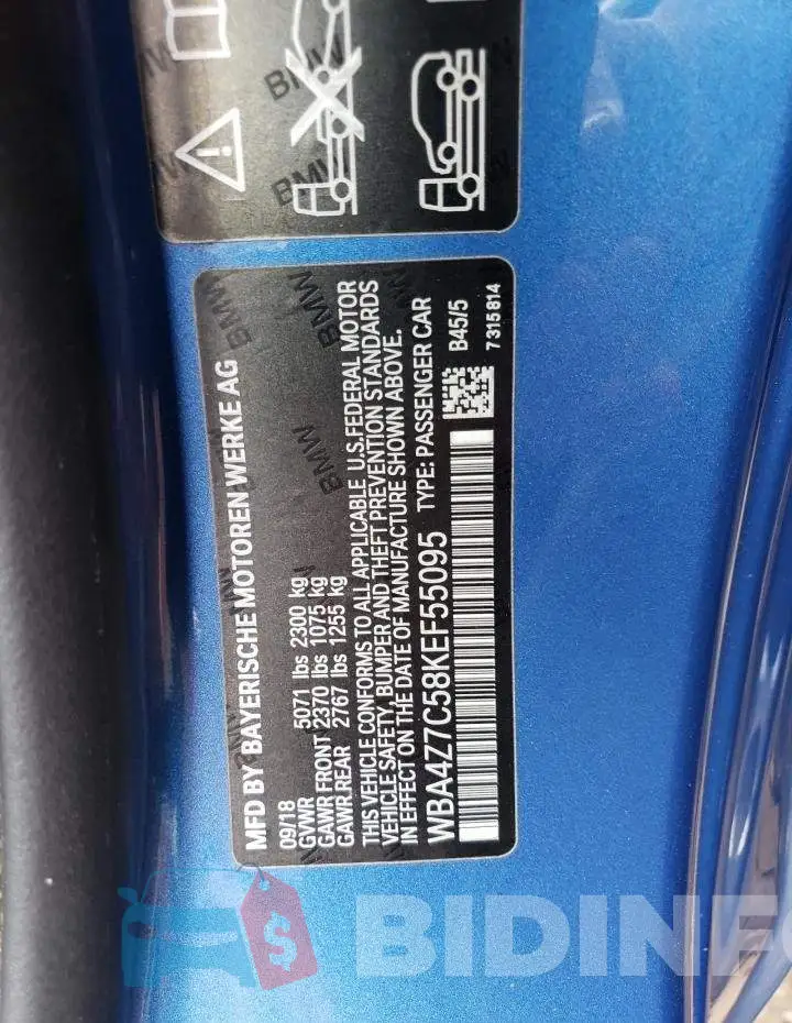 WBA4Z7C58KEF55095 Photo# 12