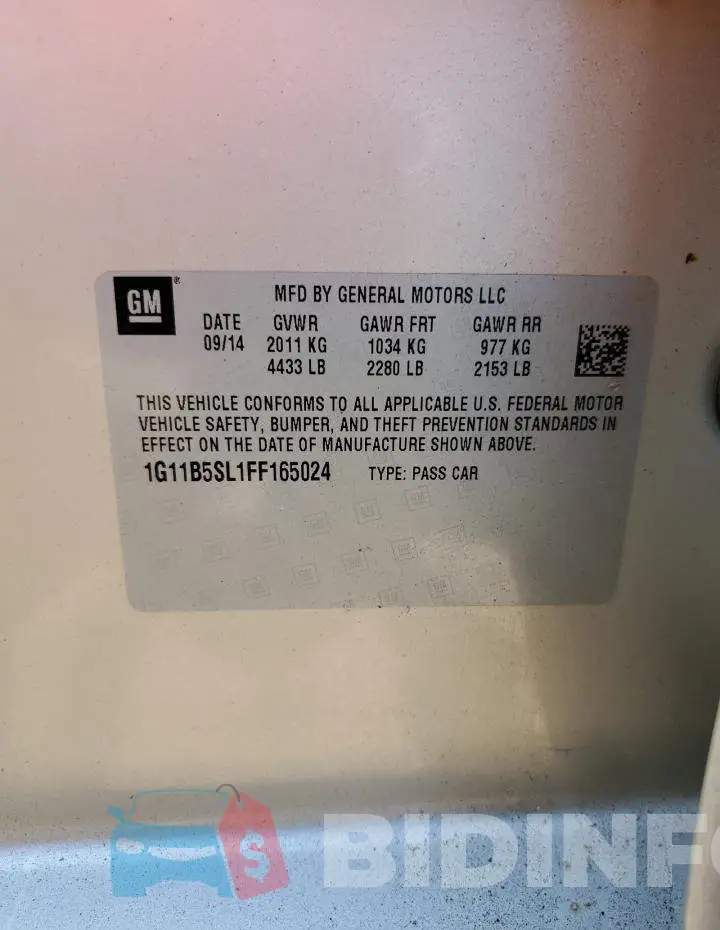 1G11B5SL1FF165024 Photo# 13