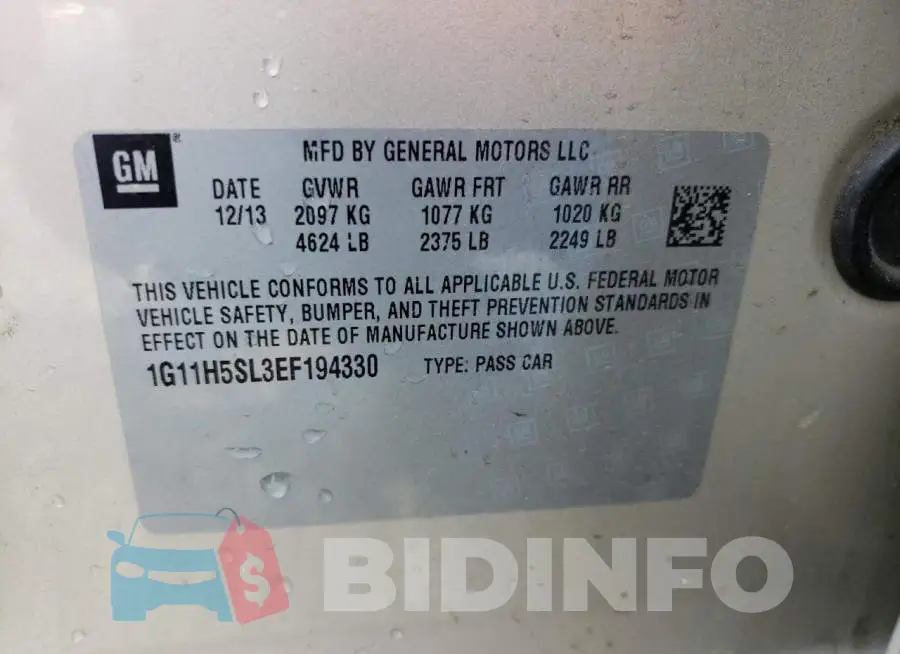 1G11H5SL3EF194330 Photo# 12
